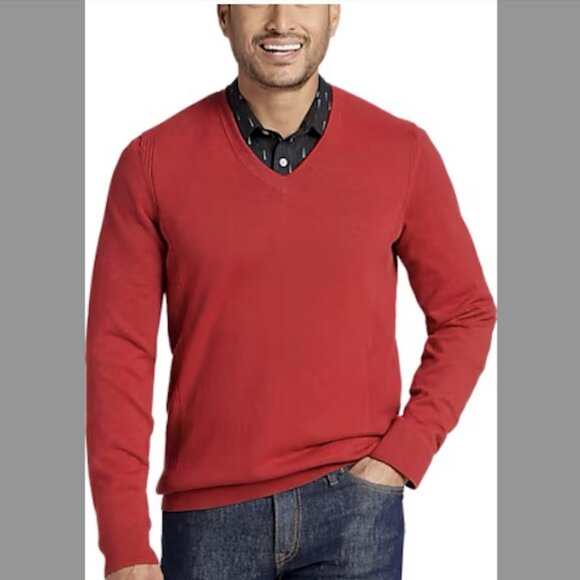 Awearness Kenneth Cole Slim Fit Stitch Panel Sweater - Colour: Red - Picture 1 of 1